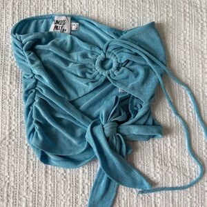 Princess Polly Turquoise Ruched Crop Top